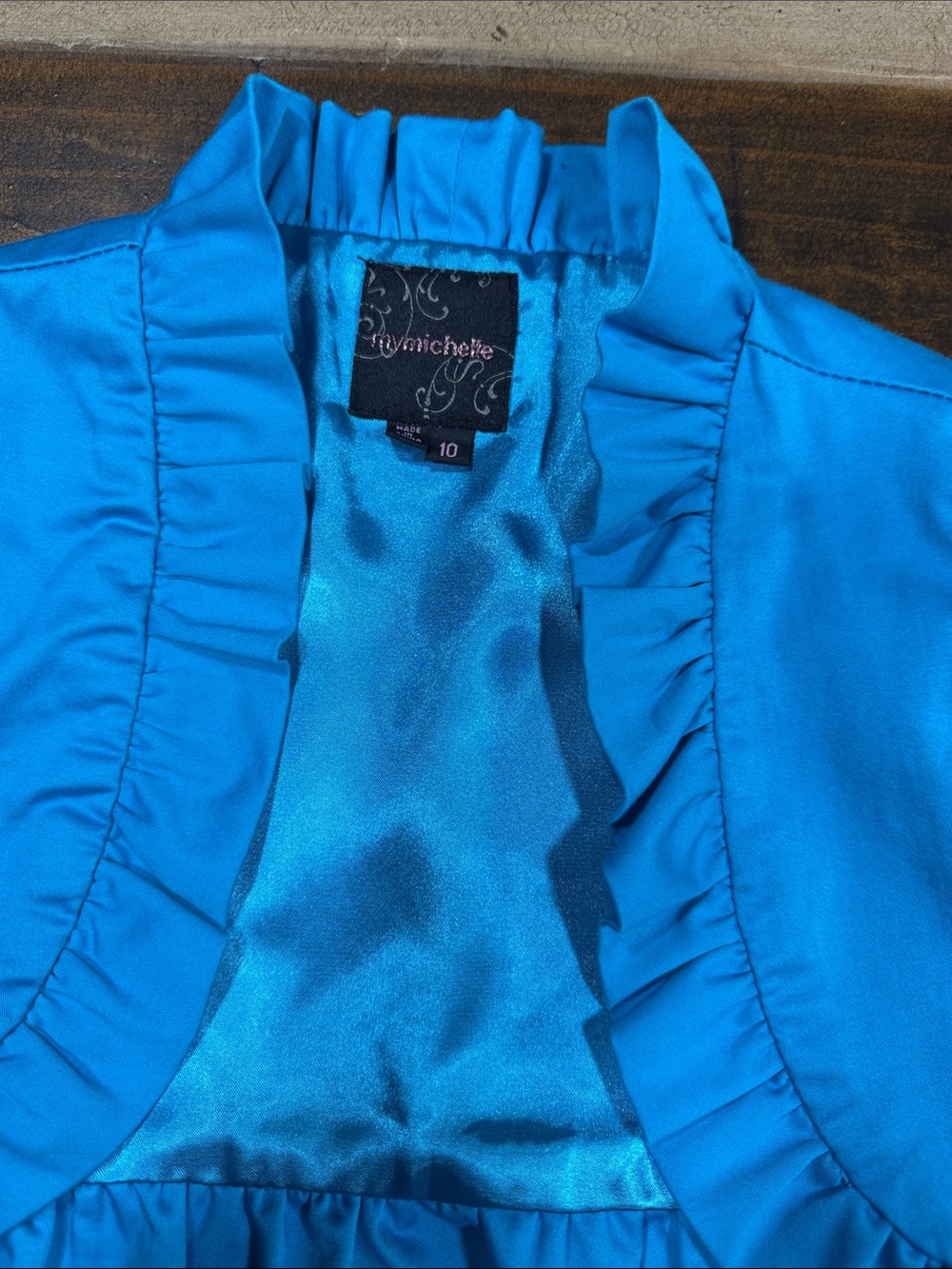 My Michelle Turquoise Ruffle Cardigan - Picture 2 of 7